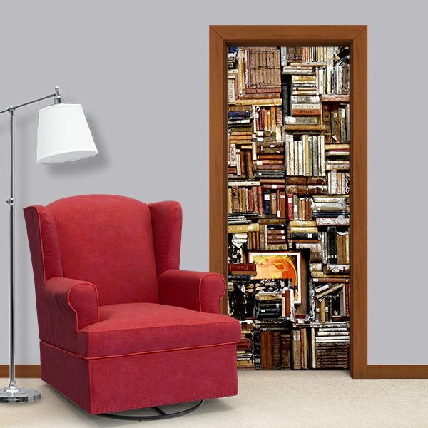 Adesivo Para Portas De Madeira Ou Vidro decoração estante livros books - ESTANTE DE LIVROS 02535