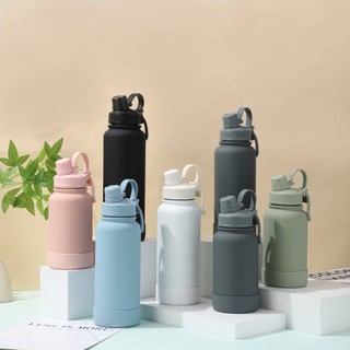 Garrafa Térmica Inox 400ml, 600ml ou 800ml para Quente e Frio com Tampa Dupla e Base de Silicone