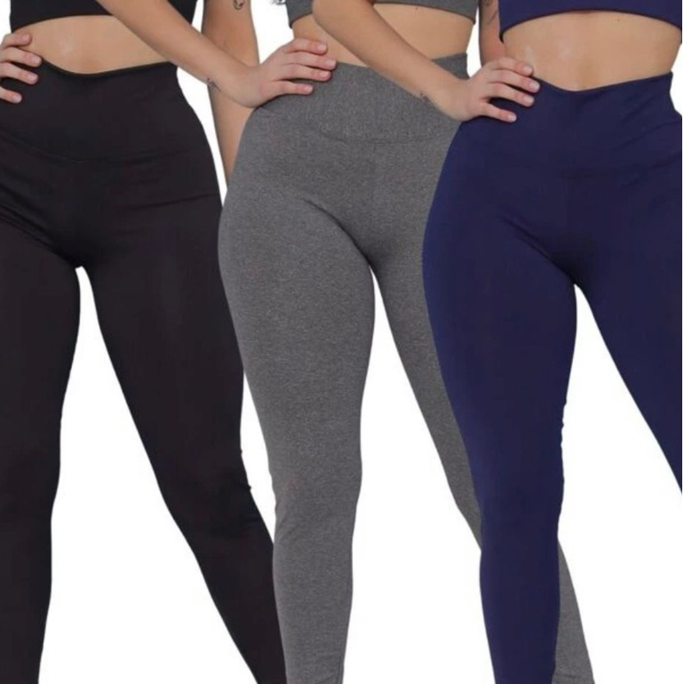 Kit 3 Calça Legging Feminina Grossa Cintura Alta Sem Transparência Costura Reforçada Academia Fit