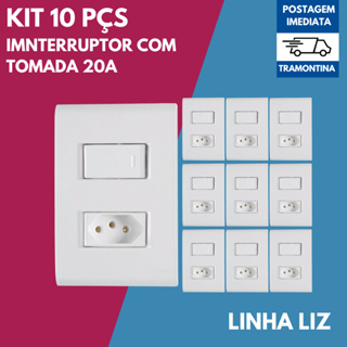Kit 10 Tomada 20A com Interruptor Simples Tramontina LIZ Modular com Nota Fiscal em Oferta na Shopee