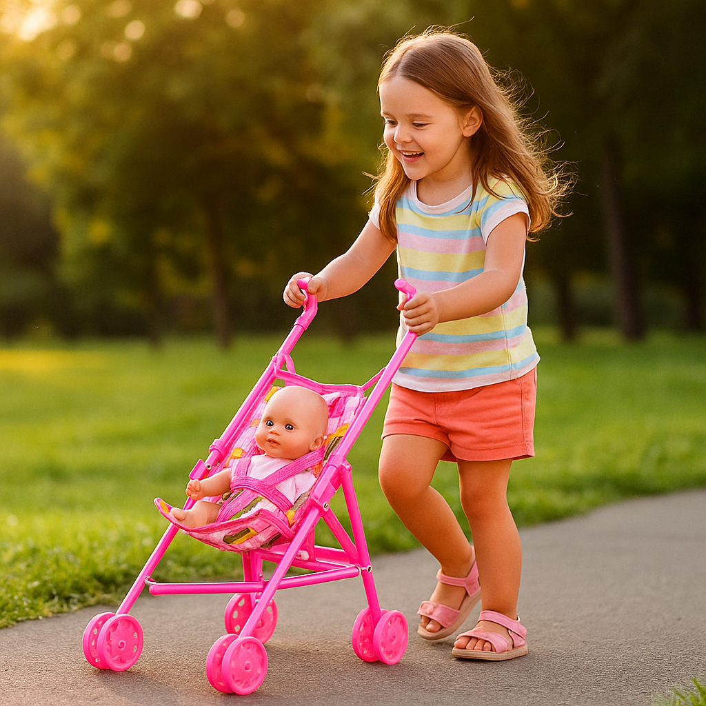 Carrinho De Boneca Dobravel Para Passeio Plástico