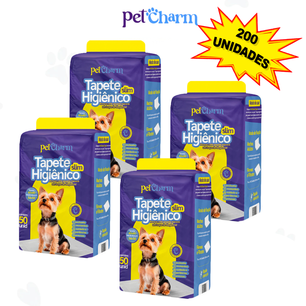 Kit 4 Pacotes Tapete Higiênico Para Cães com 200 Unidades 60x50cm Grande