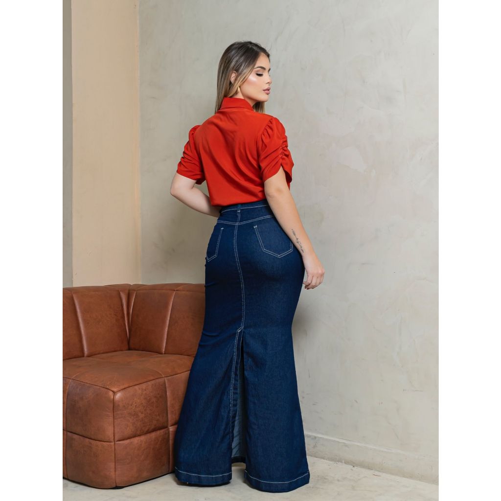 saia longa com bolso moda evangélica