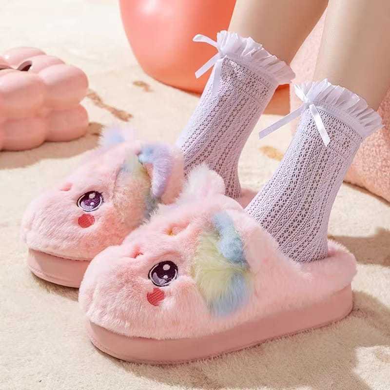 Pantufa Unicórnio Fofinho 3d Chinelo Adulto Conforto Pelúcia solado borracha