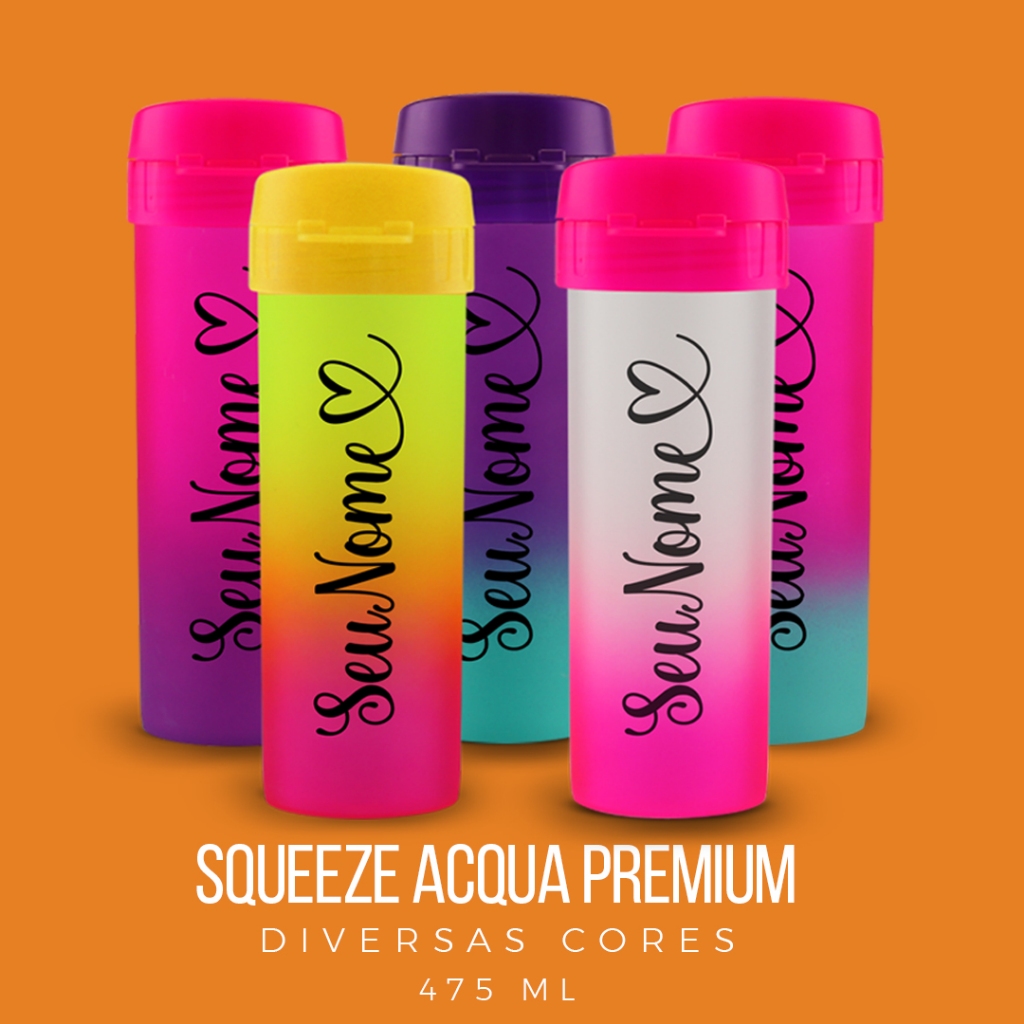 Garrafa Squeeze Personalizada 475ml Acqua Bio - Leve, Resistente e com Gravação de Nome!