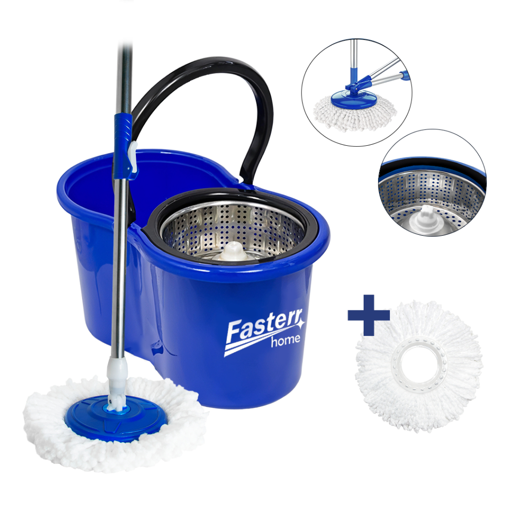 Balde Mop 360º Com Esfregão Giratório Inox FST012 - FASTERR