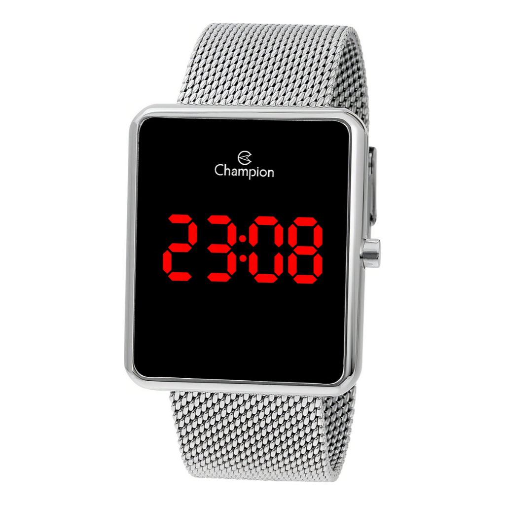 Relógio de pulso digital Prateado Champion CH40080T Fundo Preto - Watches