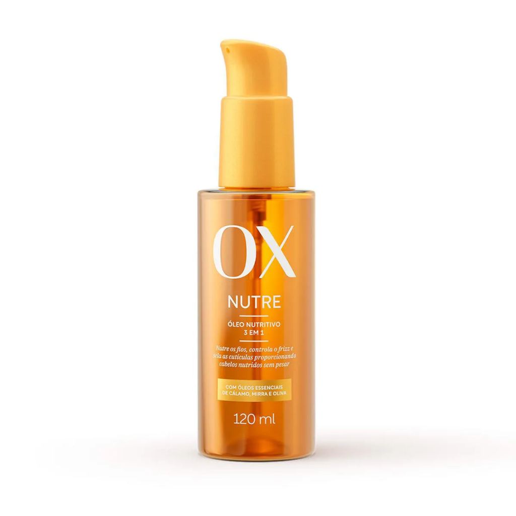 Óleo Nutritivo 3 Em 1 OX Nutre 120ml Reparador De Pontas Umectação Antifrizz Proteção Térmica