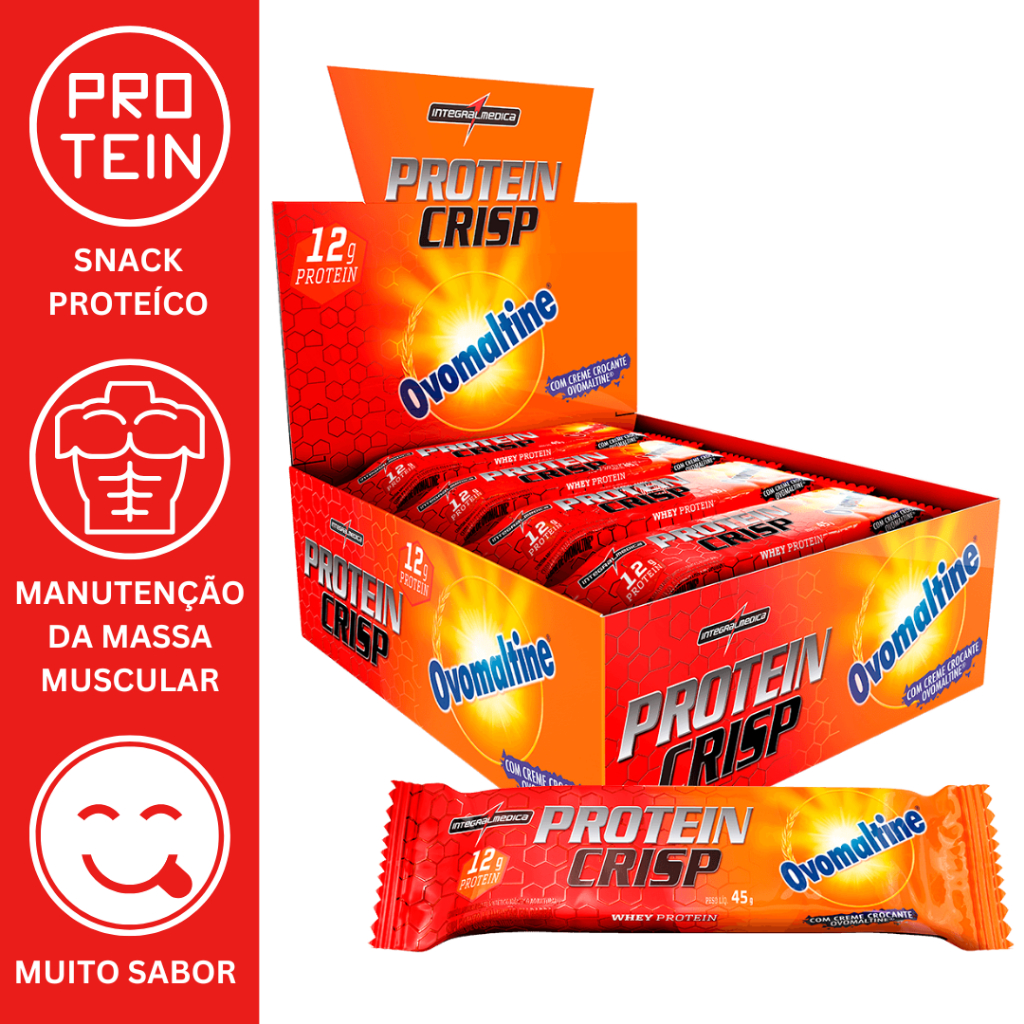 PROTEIN CRISP BAR 12UN 45G - INTEGRALMEDICA em Oferta na Shopee