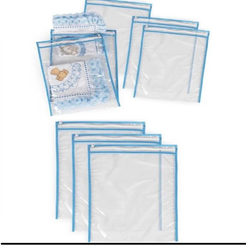 Kit 7 Saquinhos Maternidade Multiuso Varias Cores Com Zíper Organizador Nécessaire