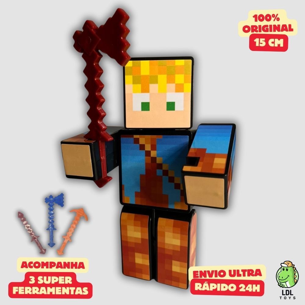 Boneco Lopers 15cm Articulado Acompanha 3 Ferramentas + 1 Chaveiro Youtuber Algazarra em Oferta na Shopee