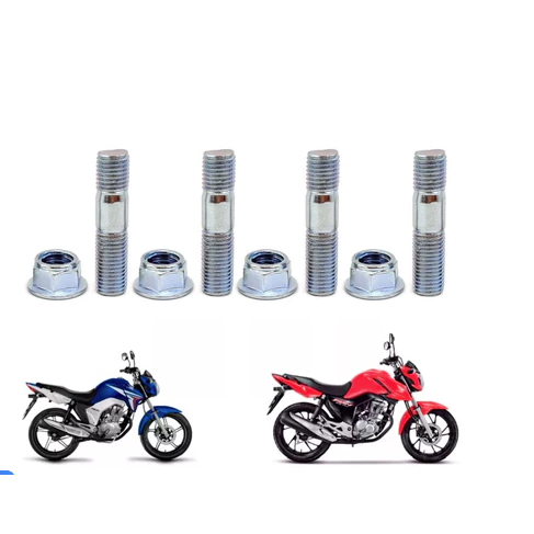 Kit Prisioneiro Parafuso e Porca Coroa Cg Titan Start 150 160 Fan125 09/ Cbx250 Twister Cb300