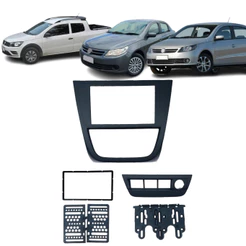 Moldura Painel 6.8/7 Polegadas Volkswagen Gol Saveiro Voyage G5 Preto ou Prata C/ Suporte 4 Botões Fiamon