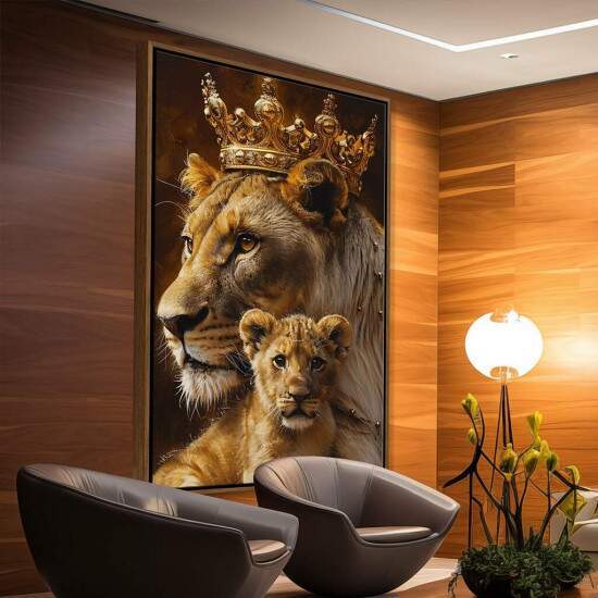 Quadro Decorativo Rainha leoa e seu filhote - quadro moderno e sofisticado em Oferta na Shopee