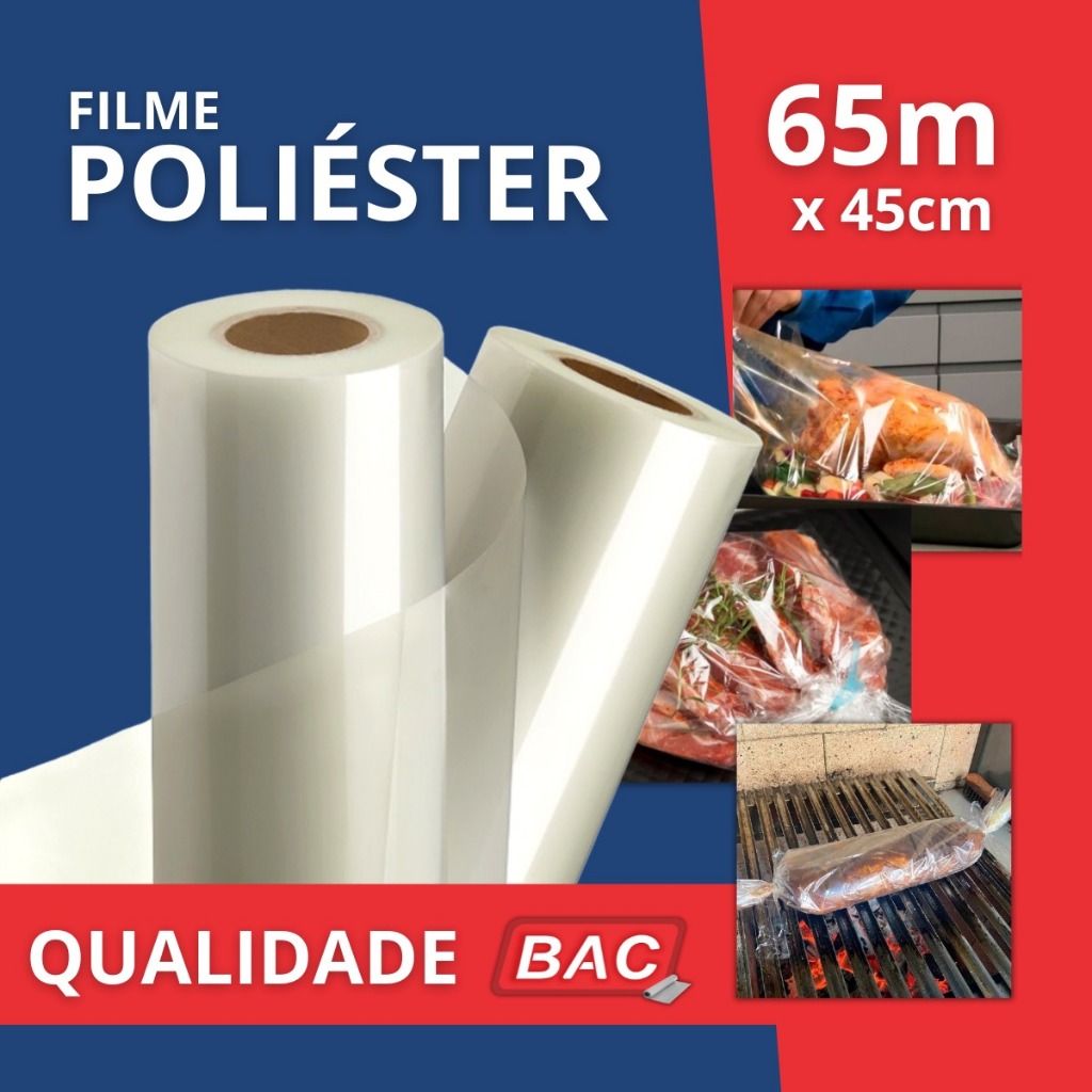 Bobina Papel Celofane Churrasco Poliester 65m x 45cm Metros Qualidade BAC
