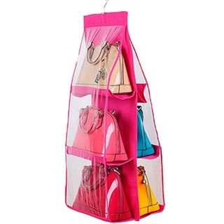 Organizador Cabide Bolsas Separador 6 Divisórias Prateleira Cor Rosa Escuro em Oferta na Shopee