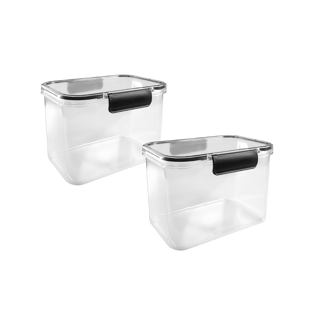 Jogo 2 Potes Herméticos 1900ml Resistente com Trava Organizador Alimentos Cozinha Geladeira