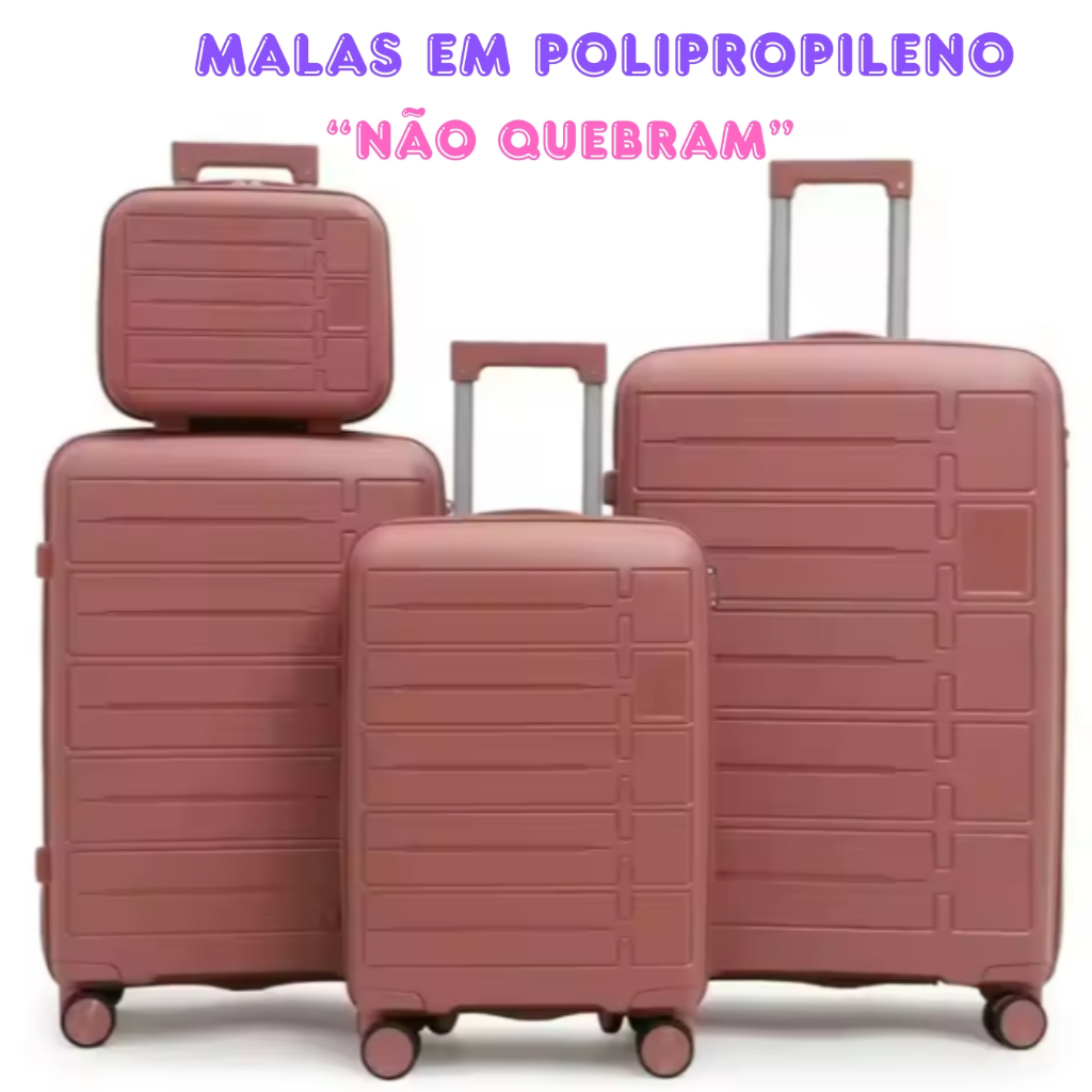 Kit Conjunto 3 Malas Viagem Pmg Pequena 10kg E Media 23kg E Grande 32kg + Frasqueira Polipropileno em Oferta na Shopee