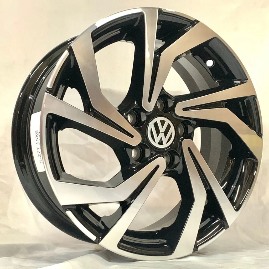 Kit 4 Rodas Aro 17x6,5 5x100 VW Polo Fox Bora Preta Diamantada Scorro S277