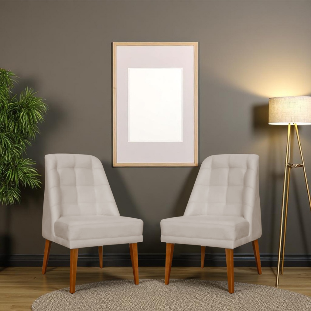 Cadeira cadeira de jantar perola pes quadrado em suede bege em Oferta na Shopee