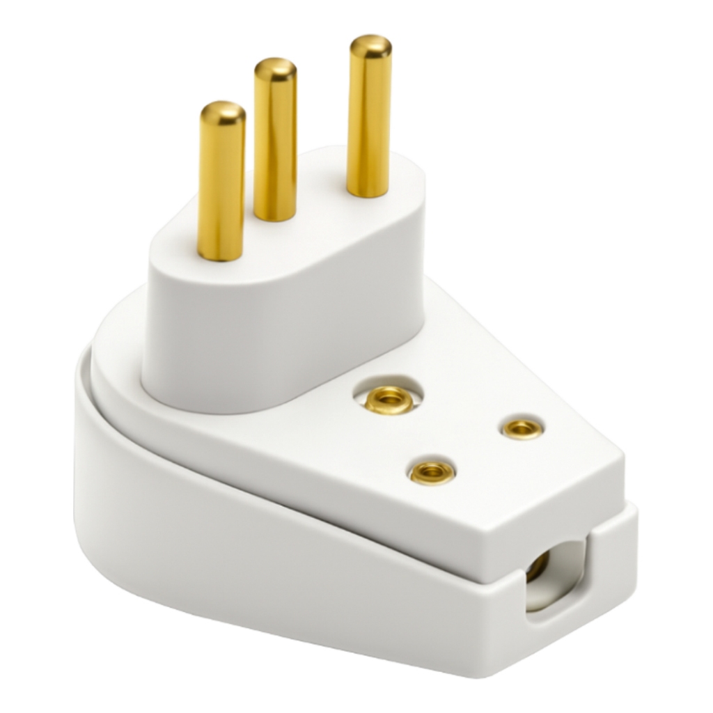 Plug Macho Prensa Cabo Gigante 2P+T 10A Branco 1439 ILUMI