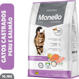 Ração Monello Gatos Castrados Peru e Salmão 10,1kg