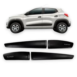 Jogo Friso Aplique Borrachão Porta Lateral Kwid Escrita Cromada Alto Relevo 2017 2018 2019 2020