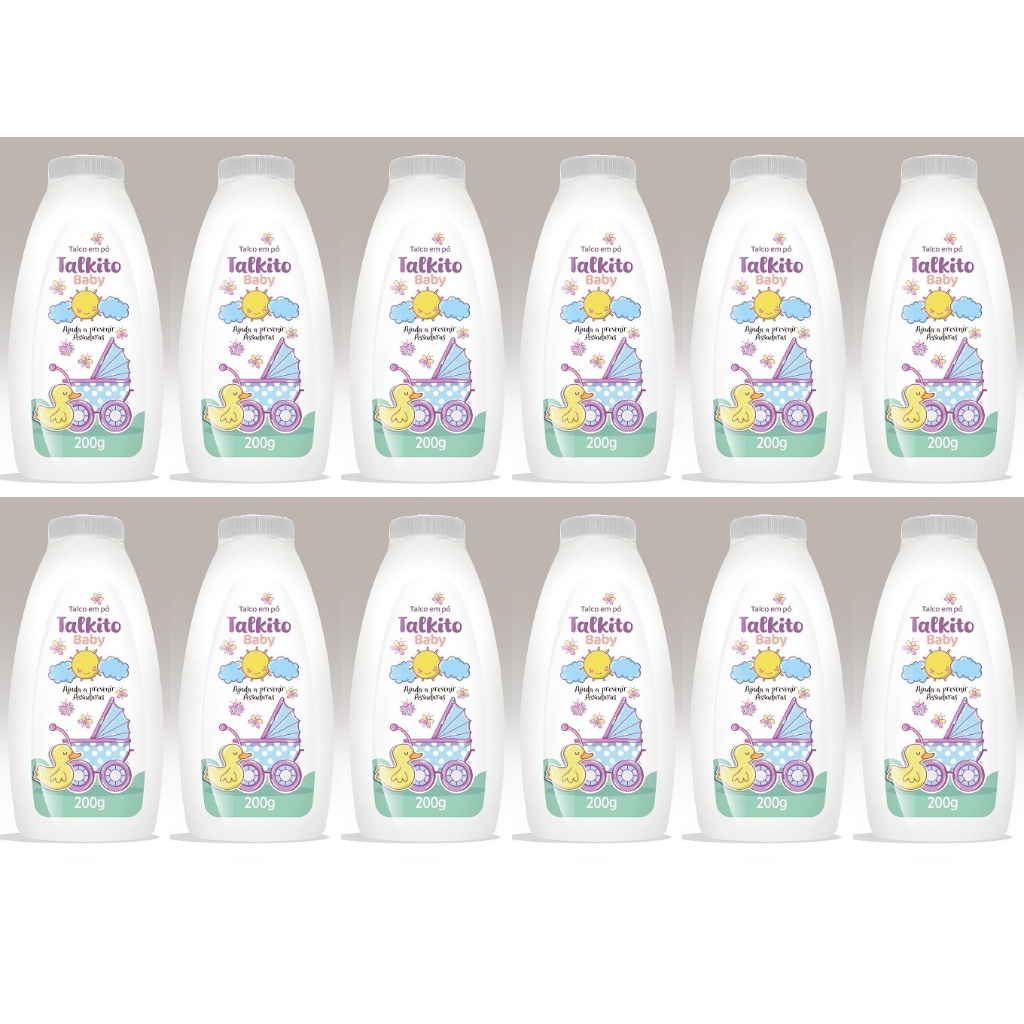 Kit 12un Talcos em Pó Talkito Baby Premium 200gr Cada em Oferta na Shopee