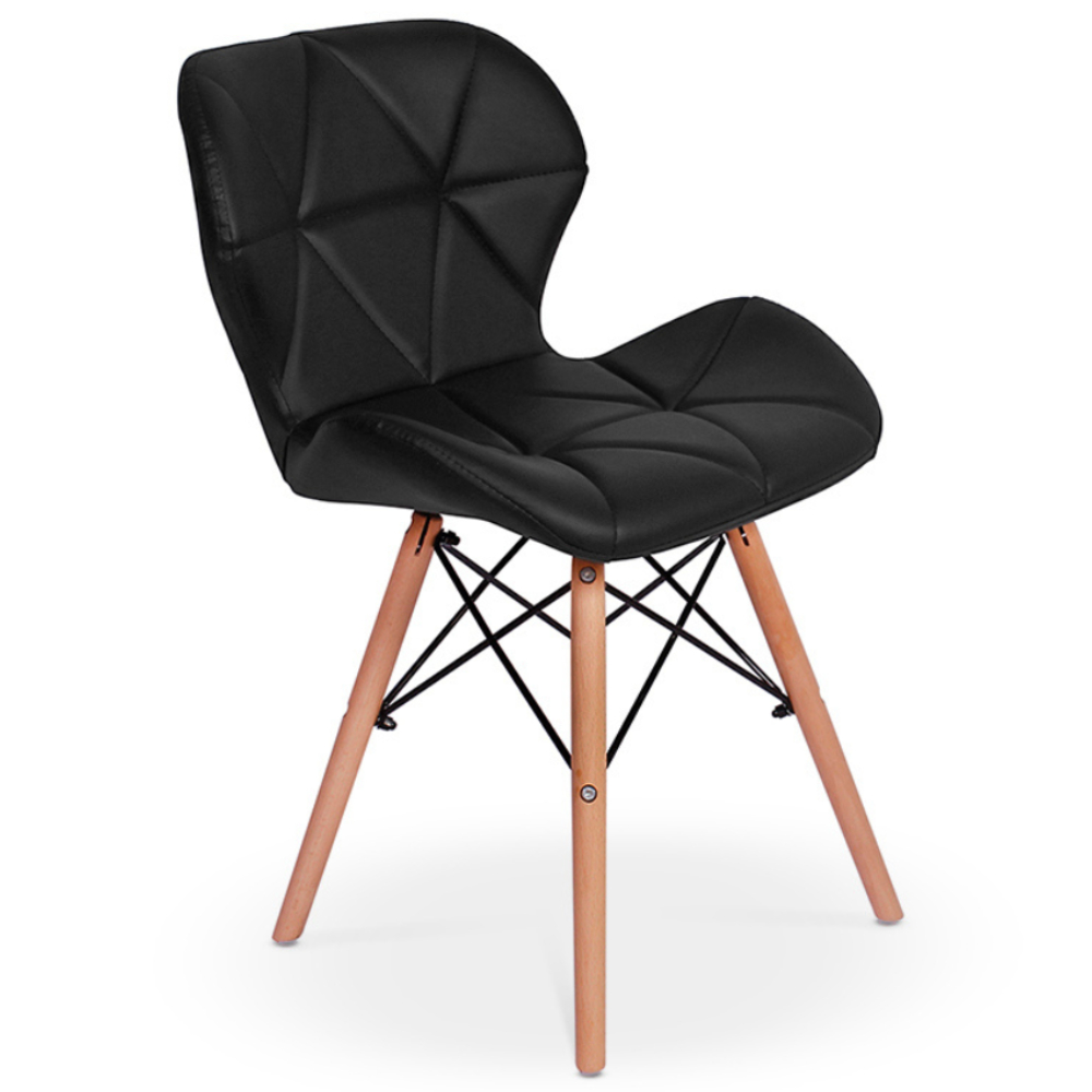 Cadeira Charles Eames Eiffel Slim Wood Estofada