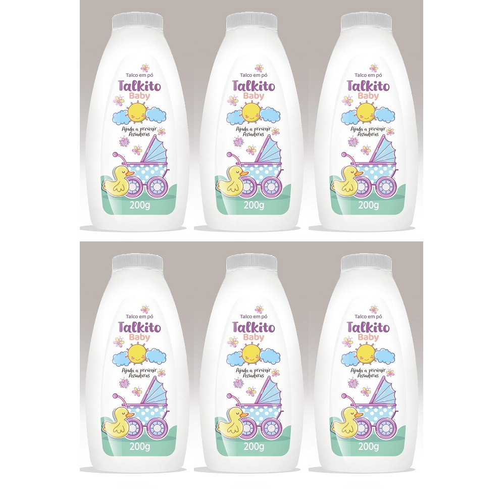 Kit 6 unidades Talco em Pó Talkito Baby Premium 200gr cada