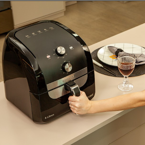 Air Fryer 8L Forno Itatiaia Limpeza fácil Gaveta Removível Antiaderente Alça Fria