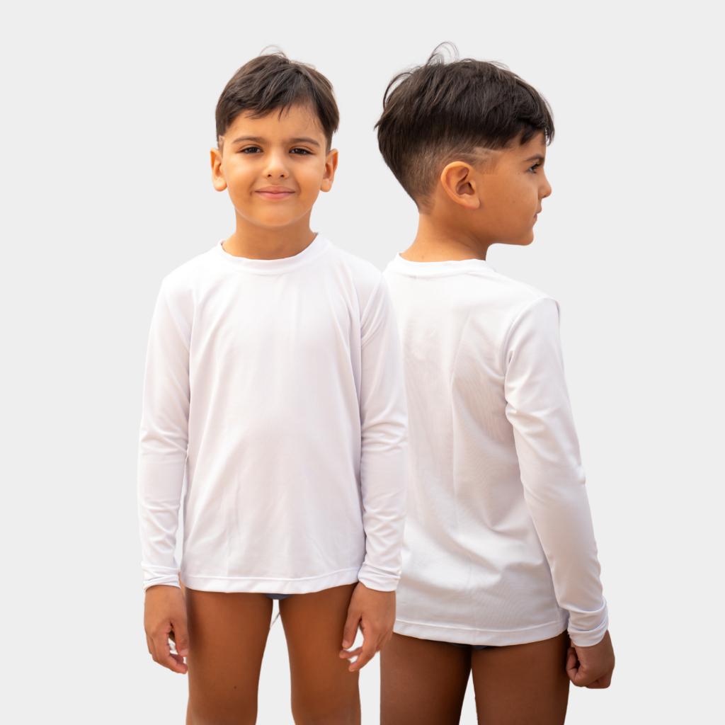 Camisa Infantil Proteção Solar UV Blusa Manga Longa  Bebê Masculino Feminino Criança