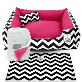 Cama Pet Cachorro e Gato Kit 4 Peças com Zíper Lavável + Coberdrom e Porta Comedouro - Vip 1 em Oferta na Shopee