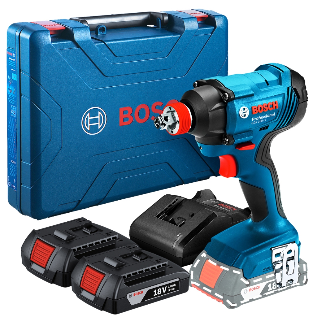 Chave de Impacto GDX 180-LI Bosch 18V com 2 Baterias e Carregador Bivolt - Home & Living