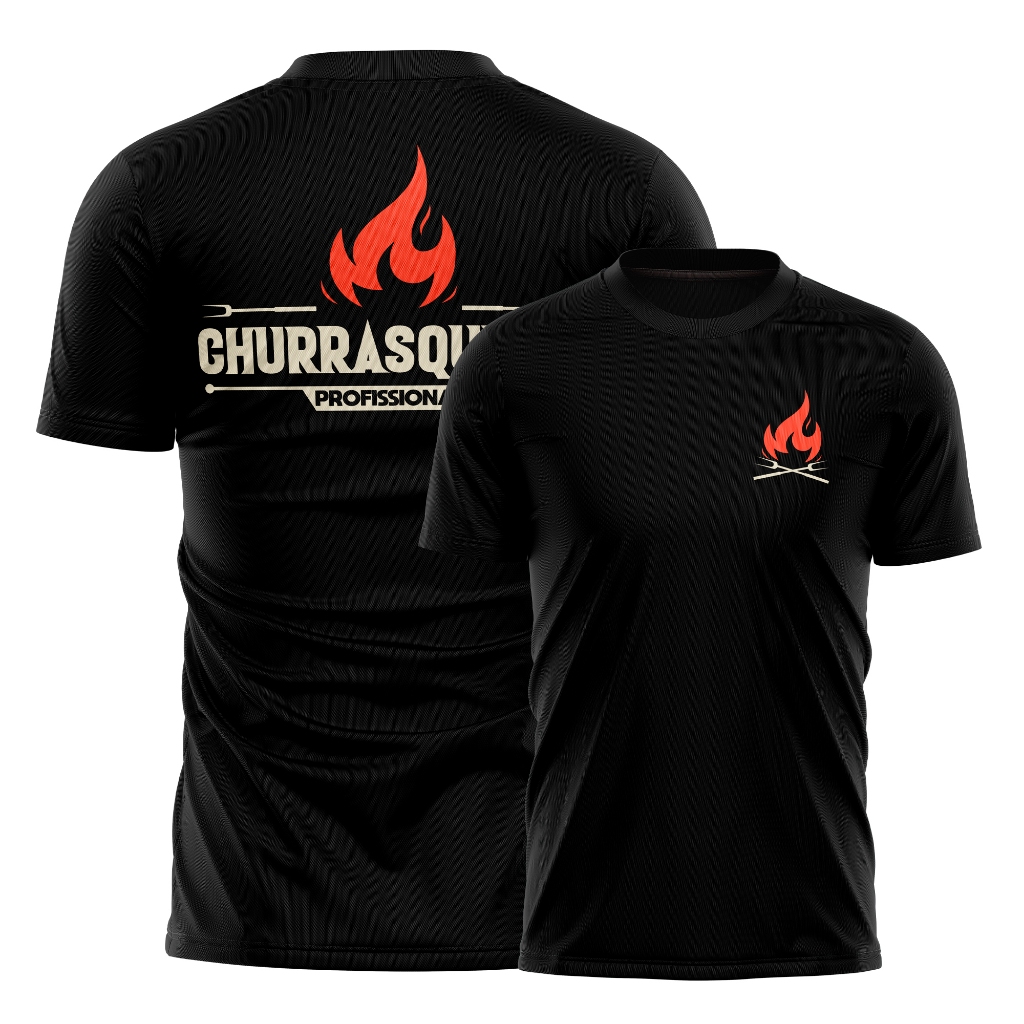 Camiseta Churrasqueiro Profissional Uniforme Trabalho Dry Fit Confortável Estilo Gourmet BBQ