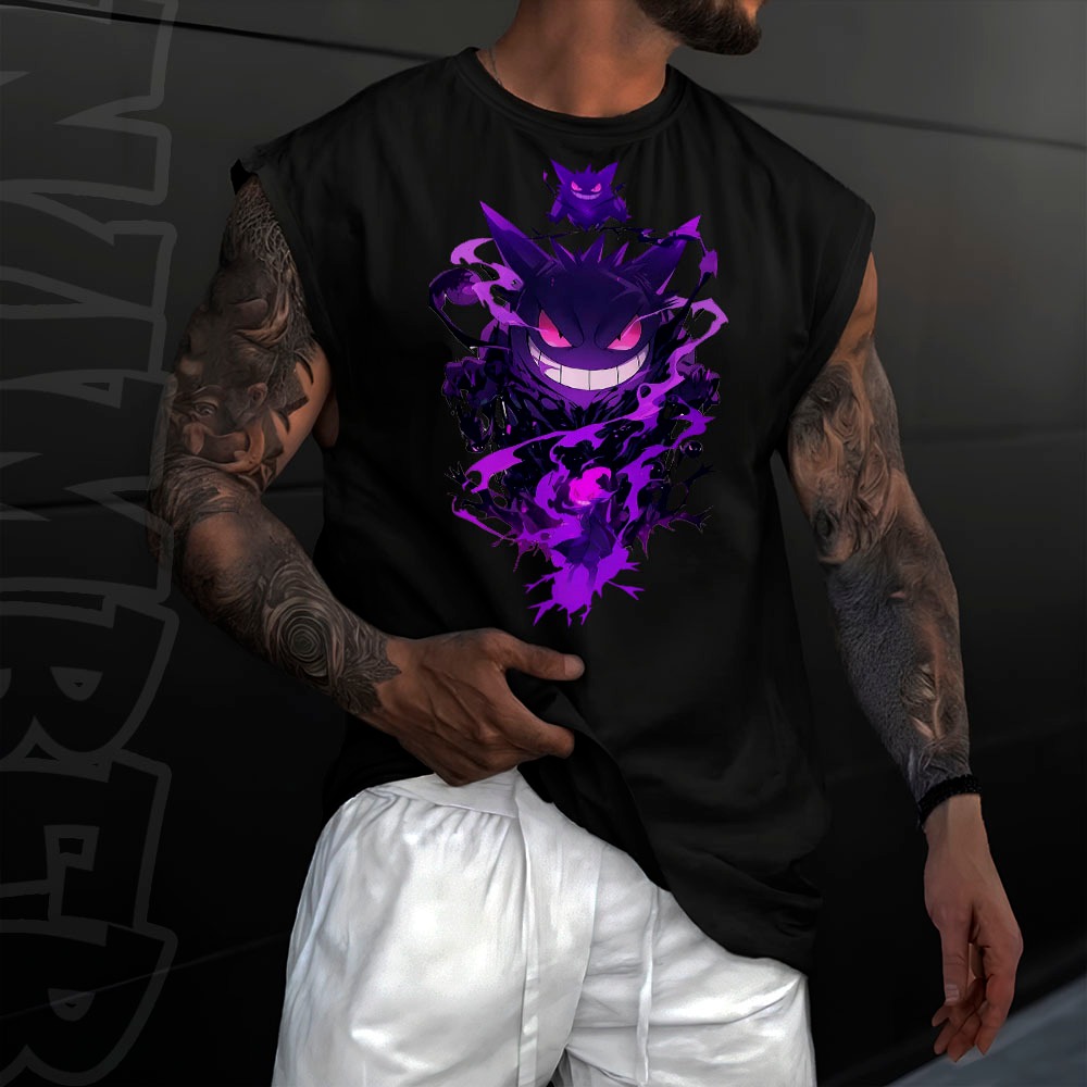Camiseta regata machao oversized masculino anime fantasma gengar terror gotico Longline algodao unissex