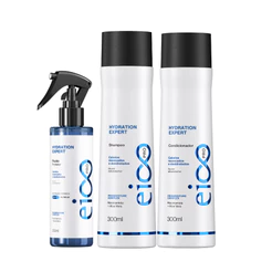 Shampoo Hydration Eico Pro e Condicionador Spray Protetor Térmico Anti Frizz Hidratação 200ml