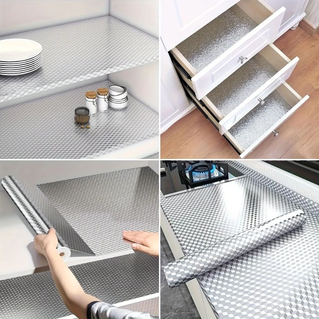 Papel Adesivo Alumínio Impermeável Anti-Óleo Cozinha Protetor de Armario Decoração Proteção Fogão 5M em Oferta na Shopee