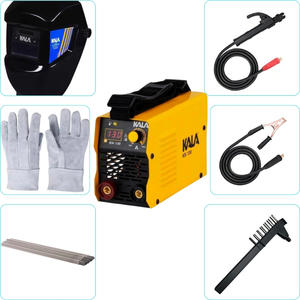 Máquina de Solda Inversora 110v 220v Kit Completo para Solda Máscara +Luva +Eletrodo 6013 +Escova de aço com Martelo