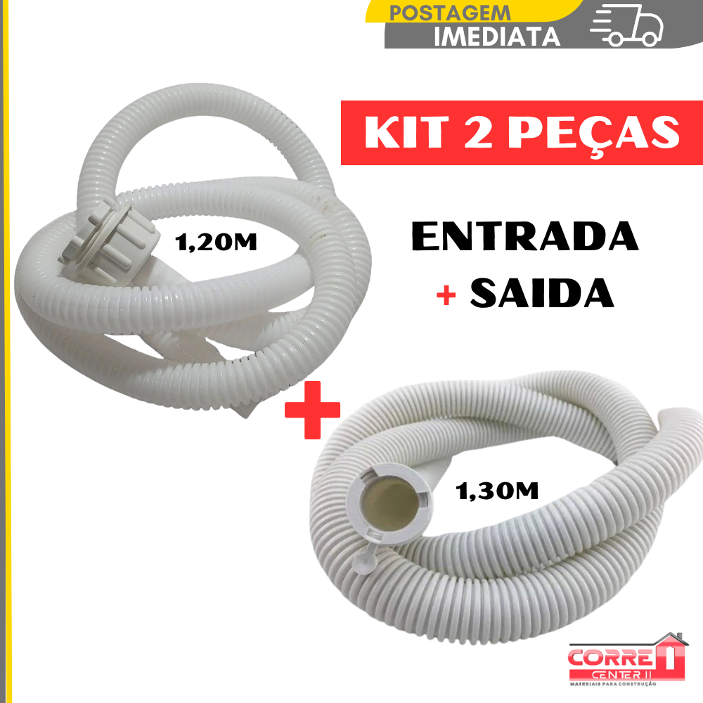 Kit Mangueira Tanquinho Universal Entrada e Saída de Água