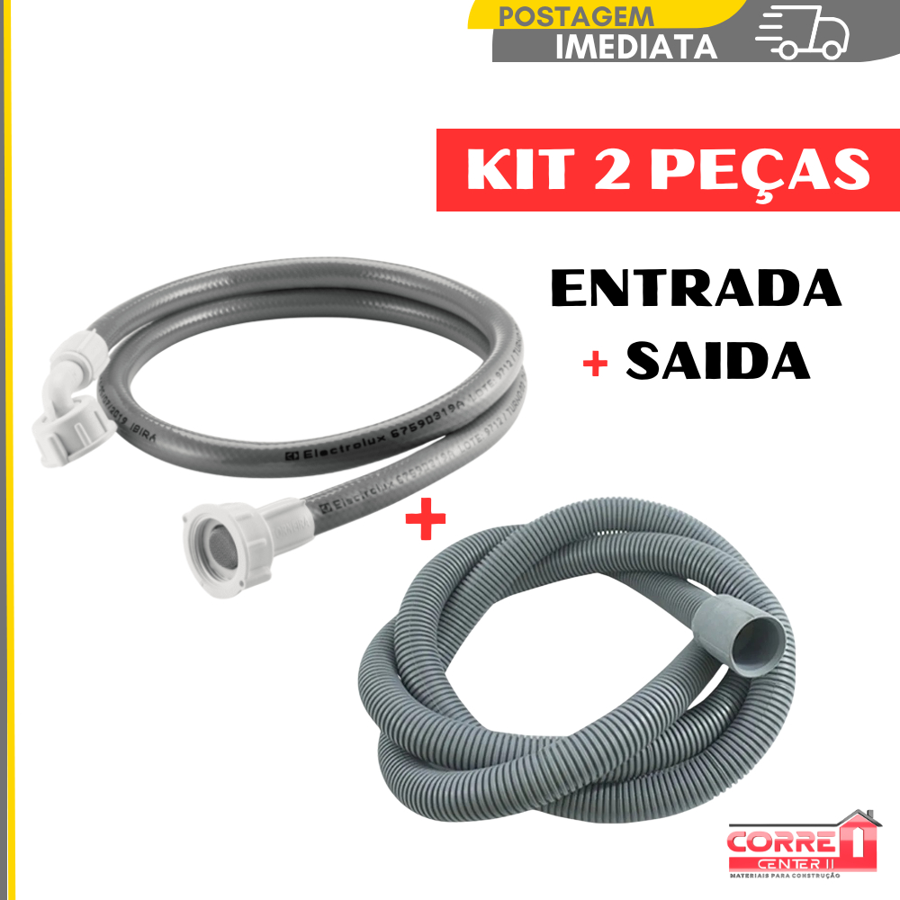 Kit Mangueira Maquina Entrada e Saída Maquina Brastemp Consul Elétrolux Universal