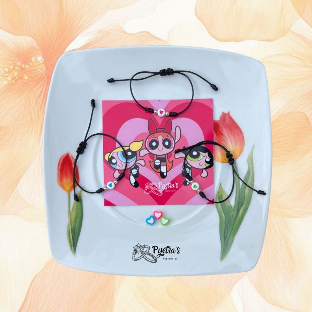 Kit Pulseiras da Amizade - Meninas Super Poderosas - Trio | amigos amizade casal namoro