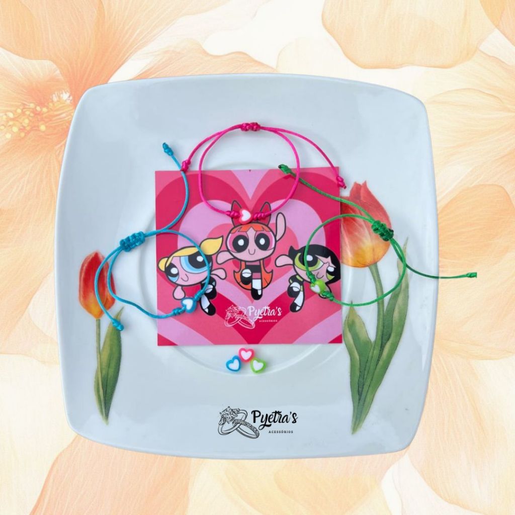 Kit Pulseiras da Amizade - Meninas Super Poderosas - Trio | amigo amizade casal namoro