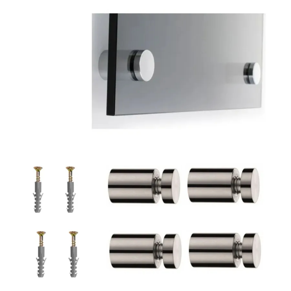 4un Prolongador Suporte Para Vidro Placas Aço Inox 25x25mm