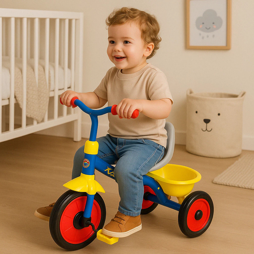 Triciclo Carrinho Andador Empurra Bicicleta Passeio Pedal Triciclo Motoca Infantil Cesta Canguru