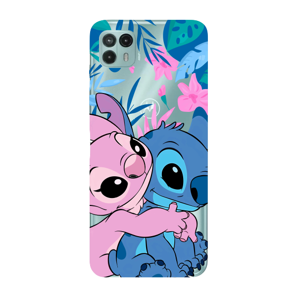 Capinha para Moto G50 5G Anti Impacto Personalizada - Stiti Stich e Angel Abraço com fundo transparente em Oferta na Shopee