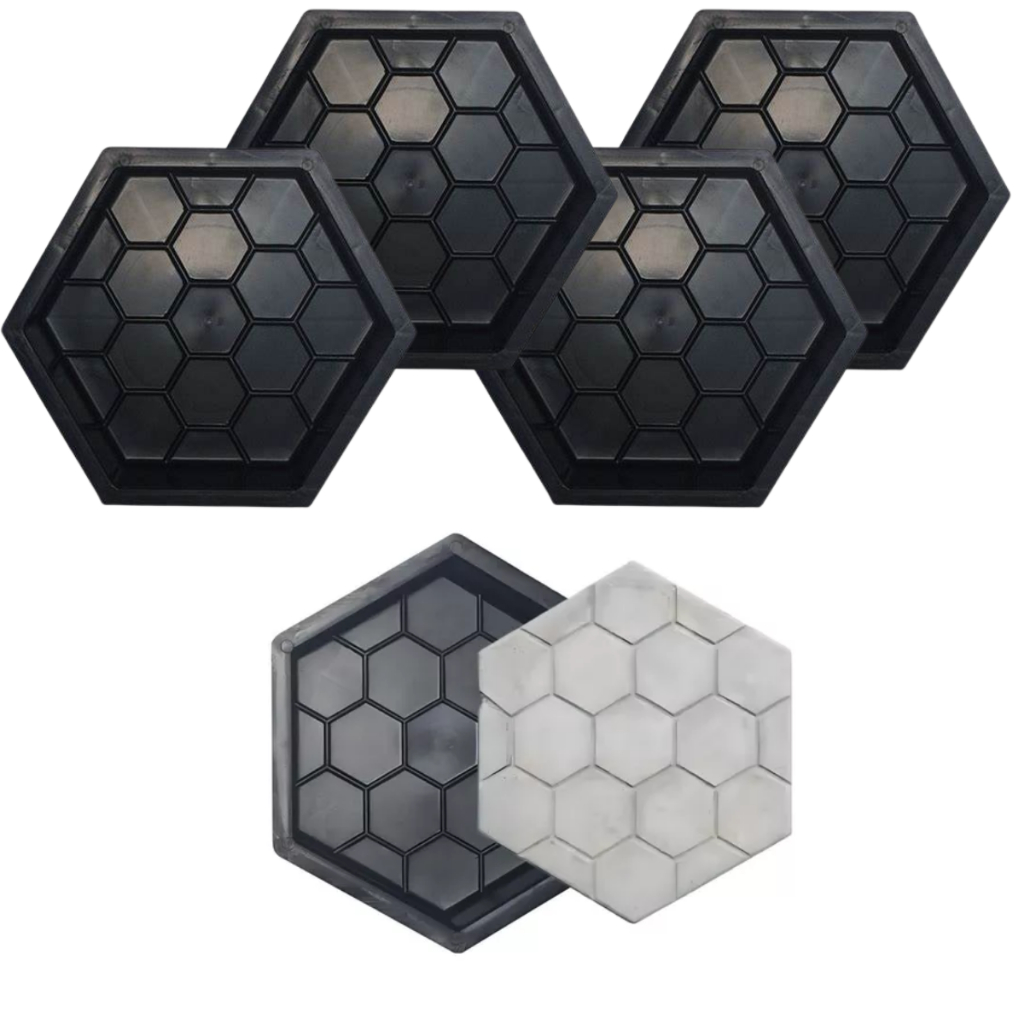 Forma Plastica Kit 5un p Piso Calçada Estriada Colmeia Bola Futebol 25x25x6 Estriada Desenhada Concreto Paver Bloquete