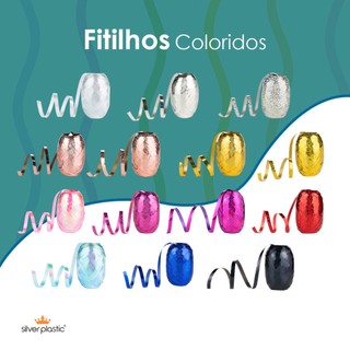 Fitilho Para Festas e Presentes Diversas Cores Holográficas Metalizado Unitário 5mmx20m SilverFesta