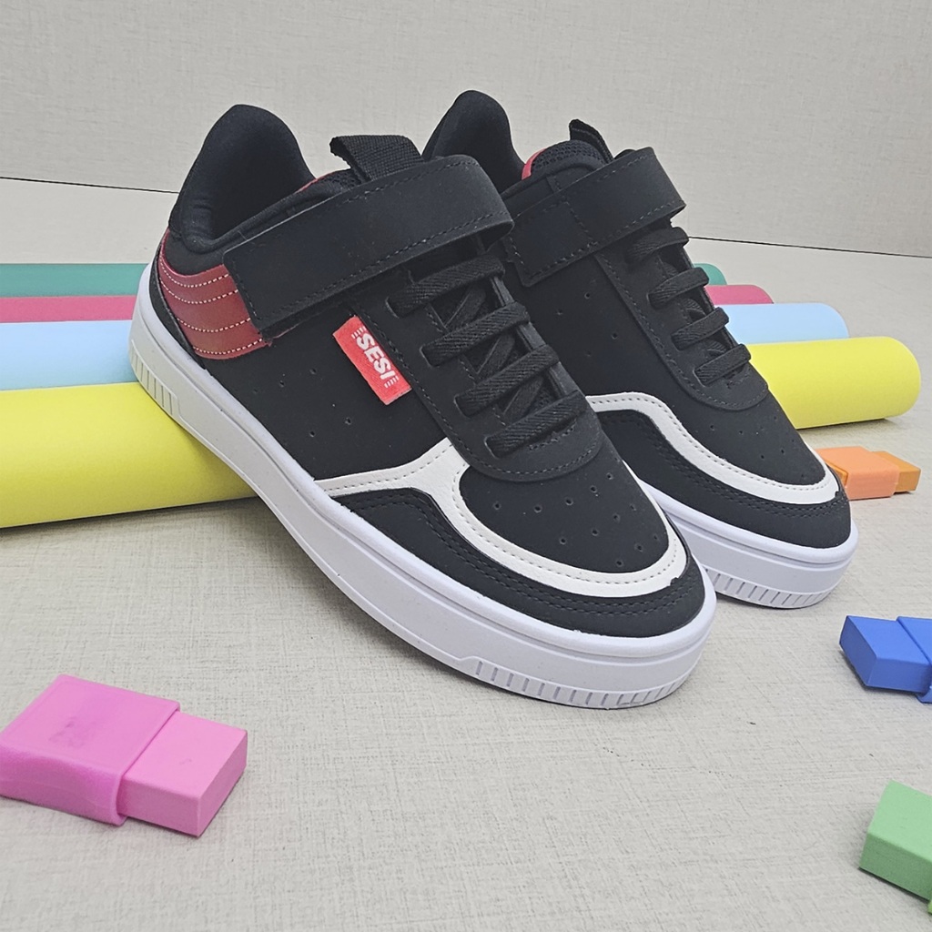 Tênis Infantil Escolar Sesi Volta as Aulas Preto Confortável Macio em Oferta na Shopee