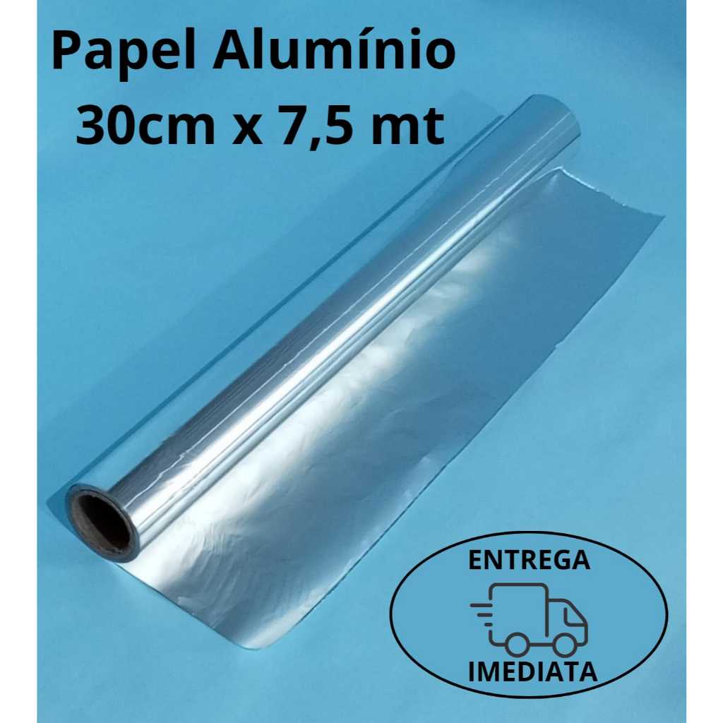 Rolo De Papel Alumínio Bobina 30cm X 7,5m Extra Forte Para Cozinha, Assador e Utilidades em Geral
